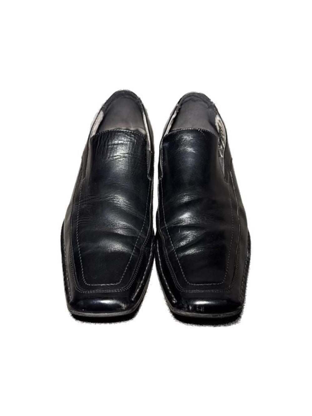 Steve Madden Men's Black Bicycle Toe Leather Slip-On Dress Shoes